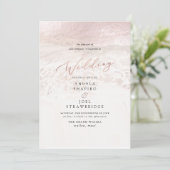 Invitation Blush Coastal+Champagne Bulles Mariage élégant (Debout devant)