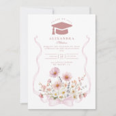Invitation Blush Coquette Floral de Remise de Diplôme (Devant)
