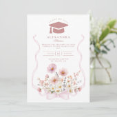Invitation Blush Coquette Floral de Remise de Diplôme (Debout devant)