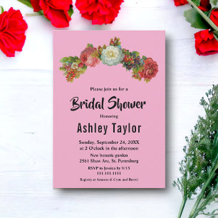 Invitation Blush Country Roses Floral Elégante Fête des marié