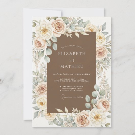 Invitation Blush Crème Floral Romance Mariage (Devant)