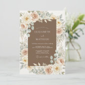 Invitation Blush Crème Floral Romance Mariage (Debout devant)
