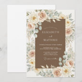 Invitation Blush Crème Floral Romance Mariage (Devant / Derrière)