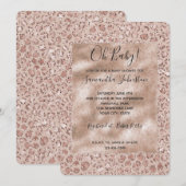Invitation Blush Crème Pêche Imprimé Léopard Paillettes (Devant / Derrière)