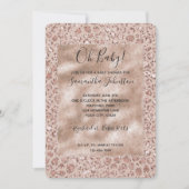 Invitation Blush Crème Pêche Imprimé Léopard Paillettes (Devant)