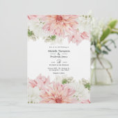 Invitation Blush Dahlias Floral Mariage (Debout devant)