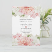 Invitation Blush Dahlias Floral Mariage (Debout devant)