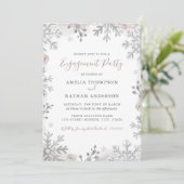 Invitation Blush de flocon de neige d'hiver Mariage Fiançaill (Debout devant)