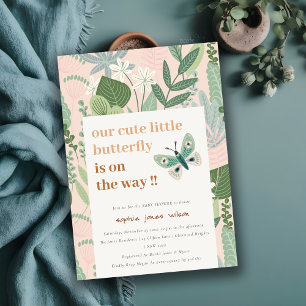 Invitation Blush Desert Retro Butterfly Garden Baby shower