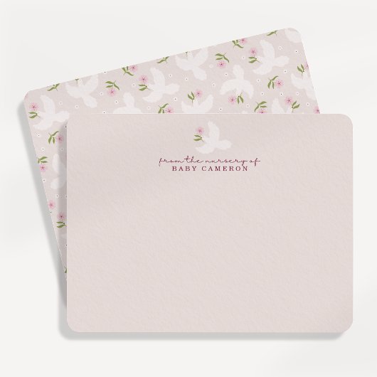 Invitation Blush Dove Nursery Note Card
