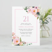 Invitation Blush Dreams Floral Womans 21e fête d'anniversaire (Debout devant)