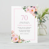 Invitation Blush Dreams Floral Womans 70e fête d'anniversaire (Debout devant)