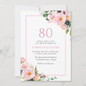 Invitation Blush Dreams Floral Womans 80e fête d'anniversaire (Devant)