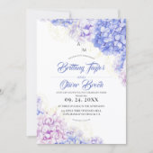Invitation Blush Dusty and Navy Blue Hydrangea Wedding  (Devant)