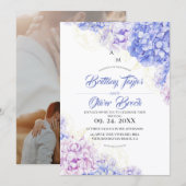 Invitation Blush Dusty and Navy Blue Hydrangea Wedding  (Devant / Derrière)