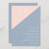 Invitation Blush Dusty Bleu Simple Mariage élégant Code QR (Devant / Derrière)