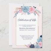 Invitation Blush Dusty Blue Celebration of Life Floral (Devant)