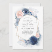 Invitation Blush Dusty et Navy Blue Floral Mariage (Devant)