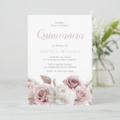 Invitation Blush & Dusty Rose Botanique Floral Quinceanera (Debout devant)