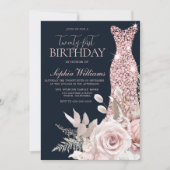 Invitation Blush Dusty Rose Gold Gown 21e fête d'anniversaire (Devant)