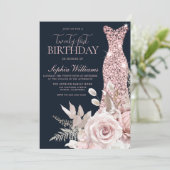 Invitation Blush Dusty Rose Gold Gown 21e fête d'anniversaire (Debout devant)