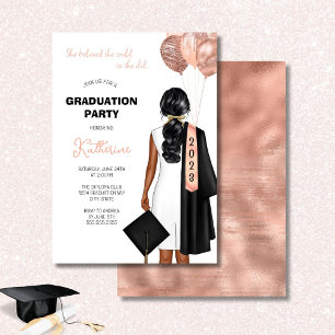 Invitation Blush Elle Croyait Fête de Graduation Fille