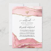 Invitation Blush et Gold Agate Mariage virtuel en ligne (Devant)