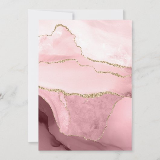 Invitation Blush et Gold Agate Mariage virtuel en ligne (Dos)