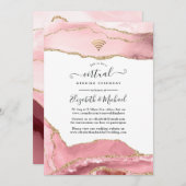 Invitation Blush et Gold Agate Mariage virtuel en ligne (Devant / Derrière)