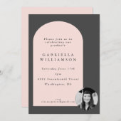 Invitation Blush et Grey Gras Formes Gras Photo Graduation Pa (Devant / Derrière)