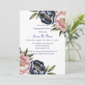 Invitation Blush et Navy Blue Peony (Debout devant)