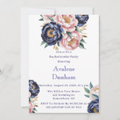 Invitation Blush et Navy Blue Peony Bachelorette Party (Devant)