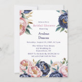 Invitation Blush et Navy Blue Peony Brunch et Bubbly (Devant)