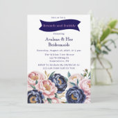 Invitation Blush et Navy Blue Peony Brunch et Bubbly (Debout devant)