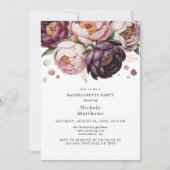 Invitation Blush et Plum Peony Floral Bachelorette Party (Devant)