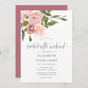 Invitation Blush et Rose Gold Bachelorette Week-end Itinérair