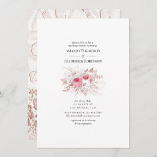 Invitation Blush et Rose or Floral et Wedding shower dentelle