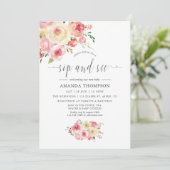 Invitation Blush et Sage Green Floral Sip et voir (Debout devant)