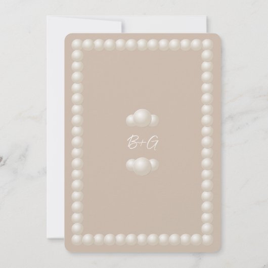 Invitation Blush Éteint & Ruban Perlé Tan Photo Enregistrer L (Dos)