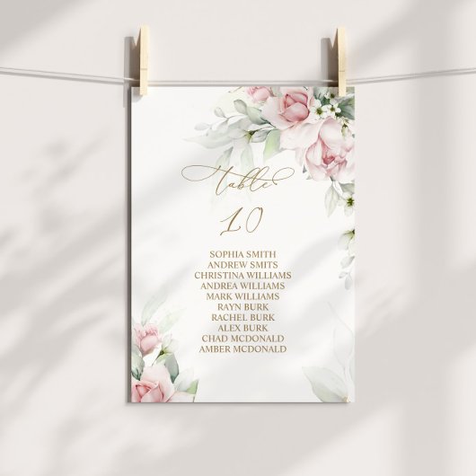 Invitation Blush & Eucalyptus Tableau Numéro 10 Tableau de si