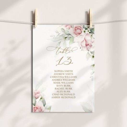 Invitation Blush & Eucalyptus Tableau Numéro 13 Tableau de si