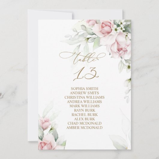 Invitation Blush & Eucalyptus Tableau Numéro 13 Tableau de si (Devant)