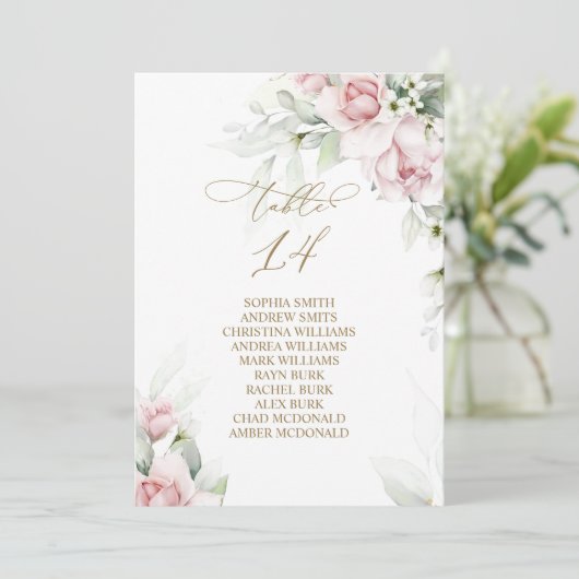 Invitation Blush & Eucalyptus Tableau Numéro 14 Tableau de si (Debout devant)