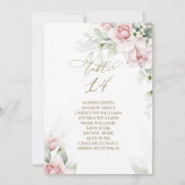 Invitation Blush & Eucalyptus Tableau Numéro 14 Tableau de si (Dos)