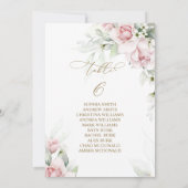 Invitation Blush & Eucalyptus Tableau Numéro 6 Tableau de siè (Dos)