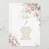 Invitation Blush & Eucalyptus Tableau Numéro 9 Tableau de siè (Devant / Derrière)