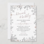 Invitation Blush Flocon de Neige Hiver Argent Brunch Et Bulle (Devant)