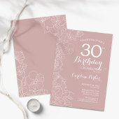 Invitation Blush Floral 30e fête d'anniversaire