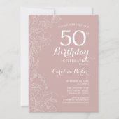 Invitation Blush Floral 50e fête d'anniversaire (Devant)
