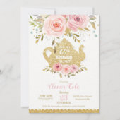Invitation Blush Floral 60e anniversaire Tea Party High Tea (Devant)
